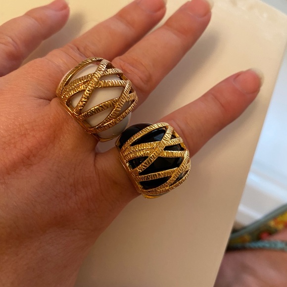 2 Deco style enamel rings - Picture 3 of 3